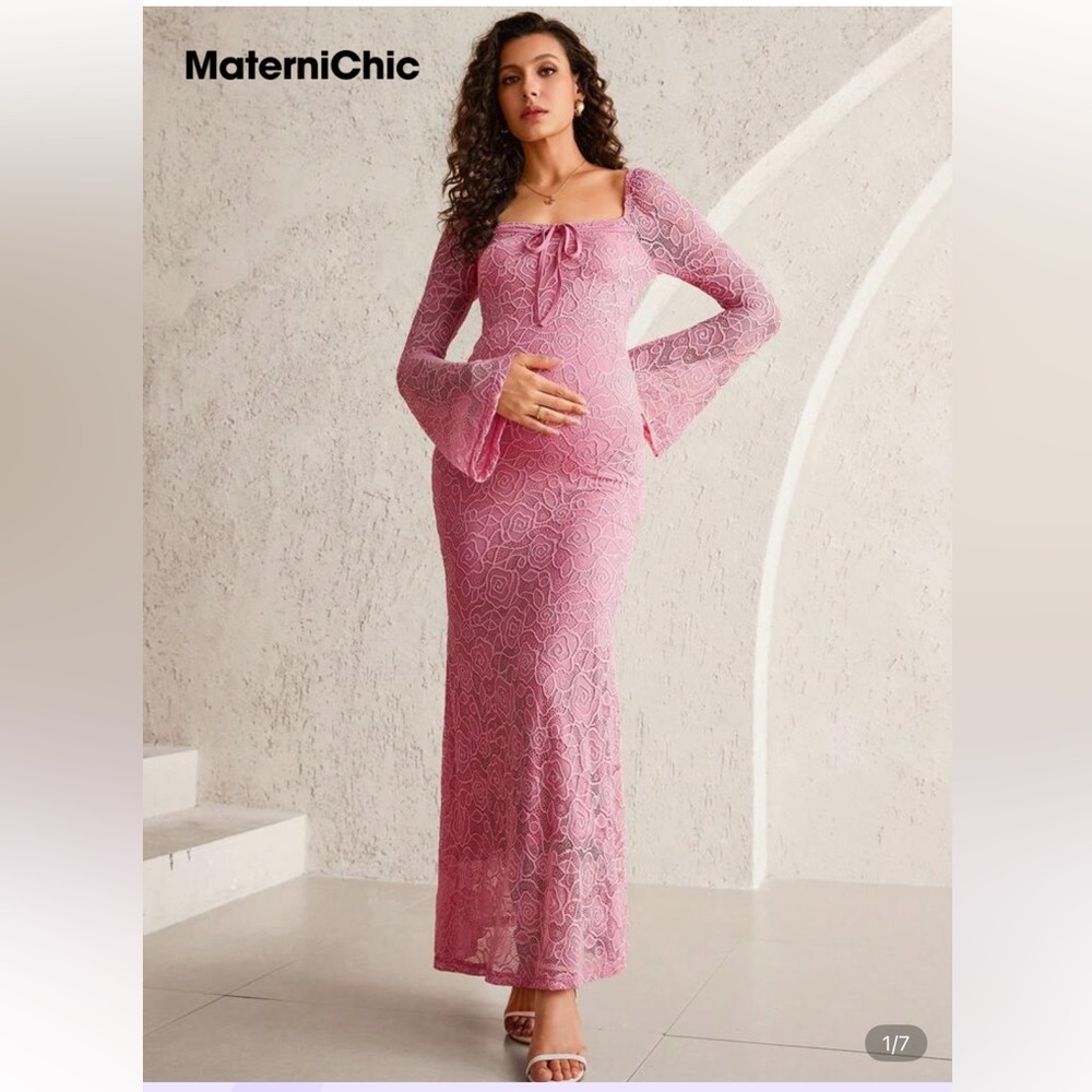 Pink boho maternity dress size xl